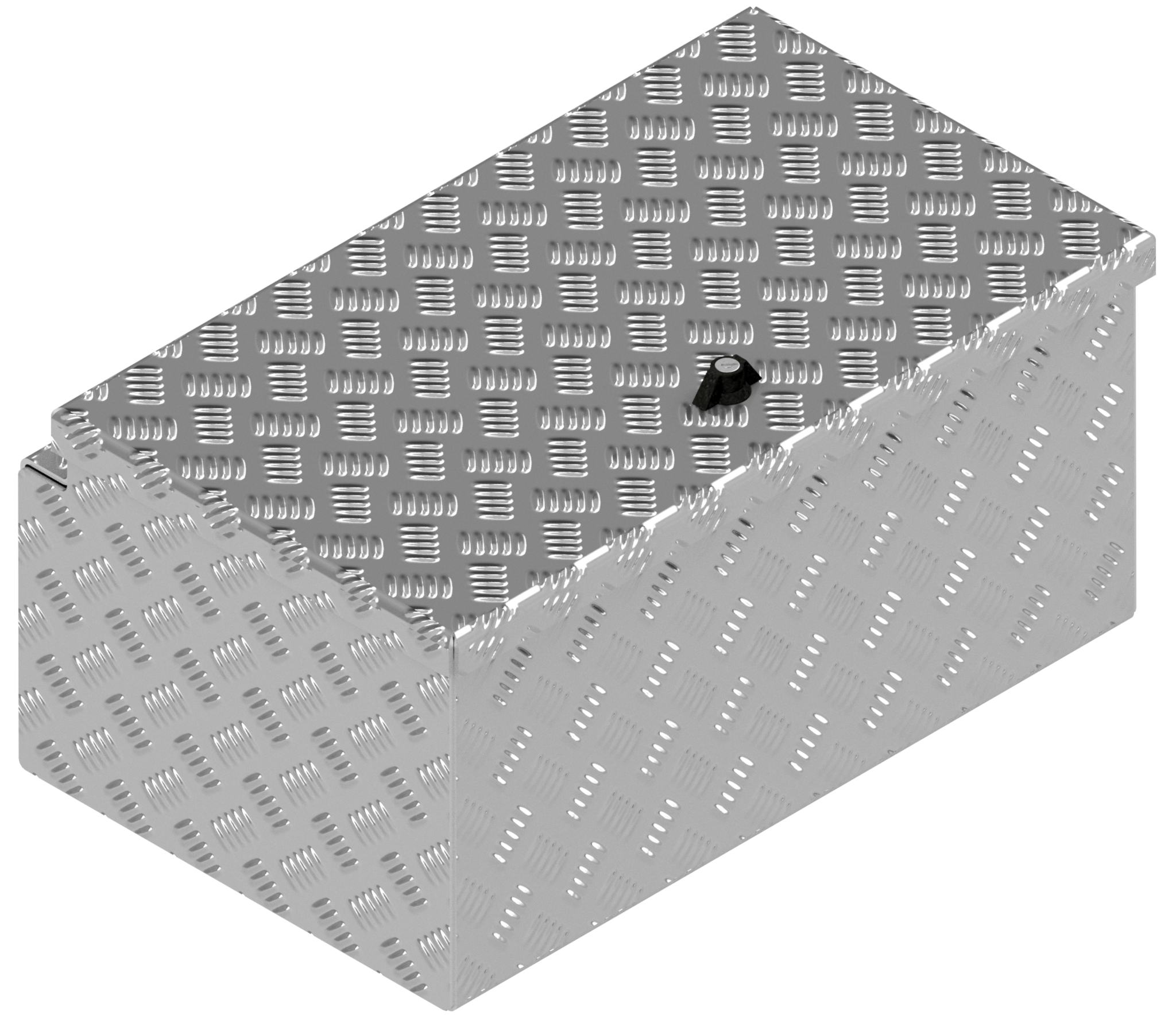 DE HAAN BOX M - 600x380x280 mm - waterdichte en stofdichte aluminium traanplaat disselkist - voorzien van vlinderslot, spansluiting of t-sluiting