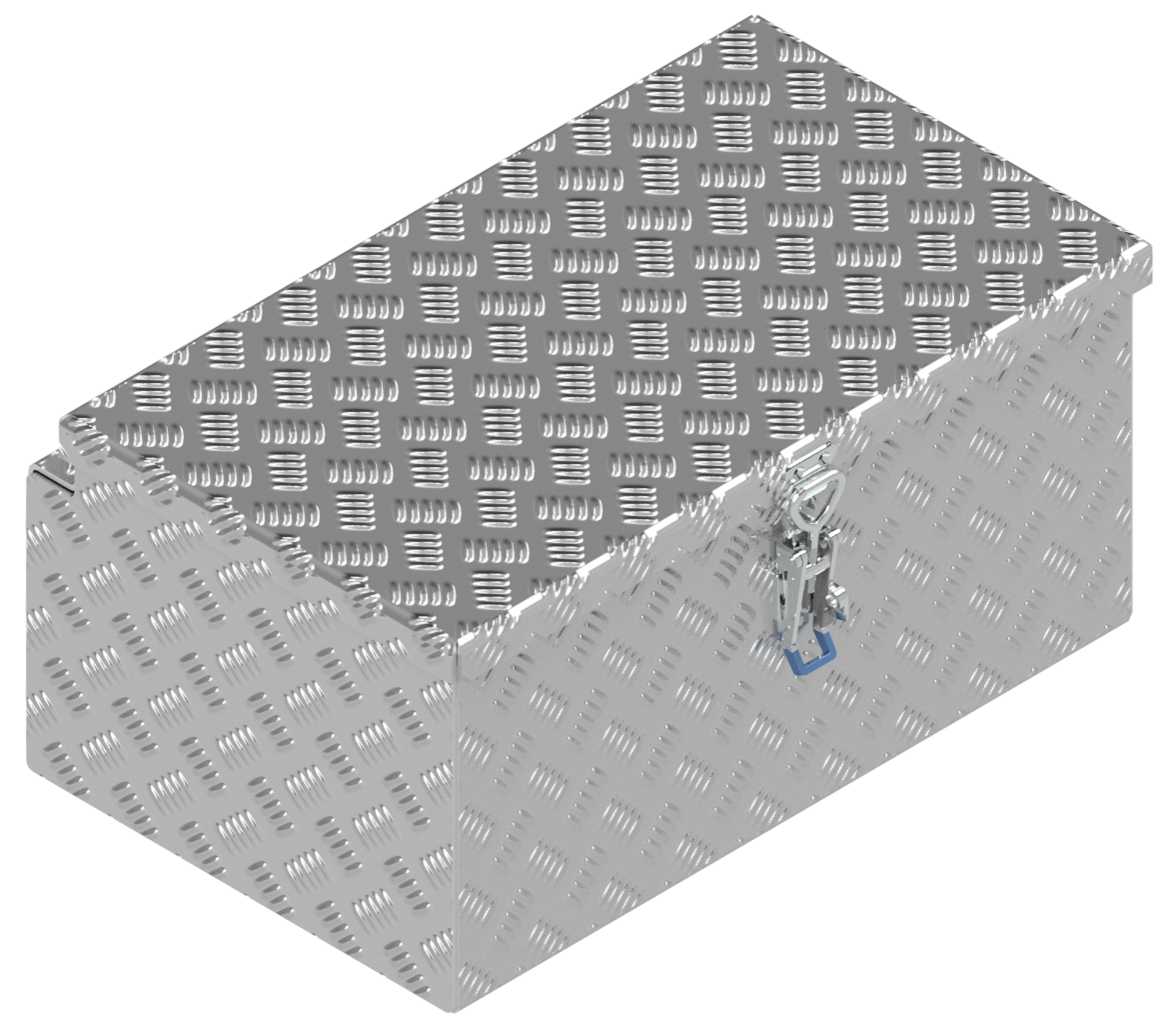 DE HAAN BOX M - 600x380x280 mm - waterdichte en stofdichte aluminium traanplaat disselkist - voorzien van vlinderslot, spansluiting of t-sluiting