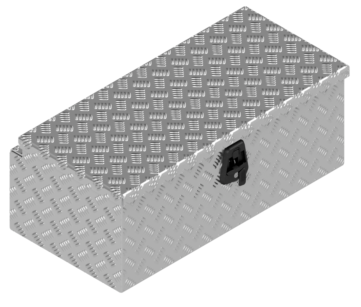 DE HAAN BOX L - 750x380x280 mm - waterdichte en stofdichte aluminium traanplaat disselkist - voorzien van vlinderslot, spansluiting of t-sluiting