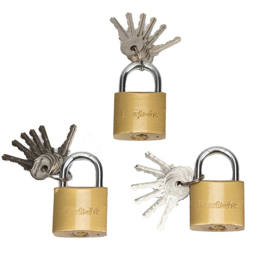 3 stuks hangslot met gelijke sleutel - 40 mm - gelijksluitend