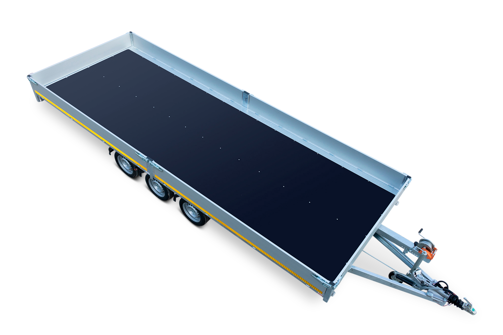 Geremde Eduard multitransporter - 606x200 cm - 3500 kg bruto laadvermogen - 63 cm laadvloerhoogte - 30 cm borden - inclusief oprijplaten - tridem asser
