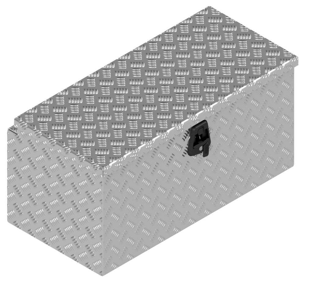 DE HAAN BOX I - 800x411x400 mm - waterdichte en stofdichte aluminium traanplaat disselkist - voorzien van vlinderslot, spansluiting of t-sluiting