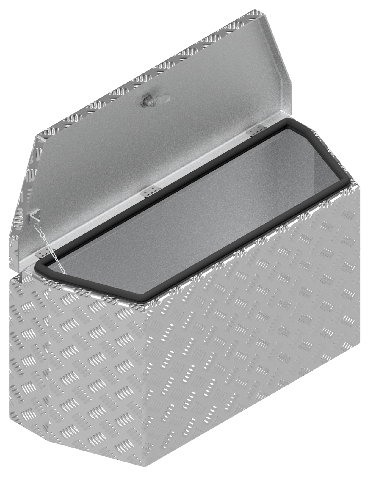 DE HAAN BOX PBV - waterdichte en stofdichte aluminium traanplaat disselkist 772x330x400 mm - voorzien van vlinderslot
