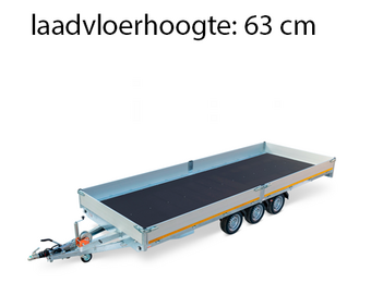 606x220 cm - 3500 kg - 3 asser -  Plateauwagen