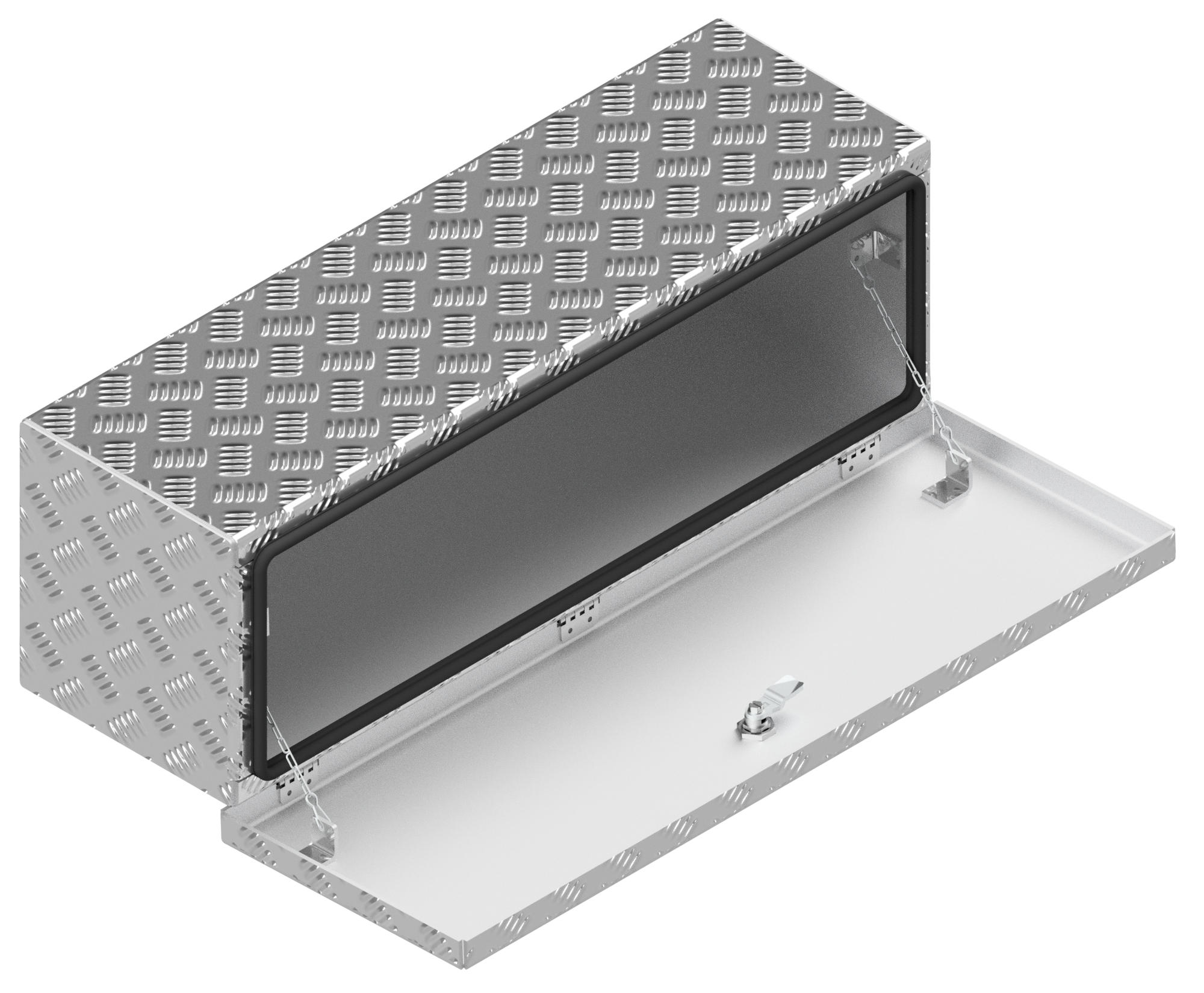 DE HAAN BOX OS - 764x267x250 mm - waterdichte en stofdichte aluminium traanplaat disselkist  - voorzien van vlinderslot of t-sluiting