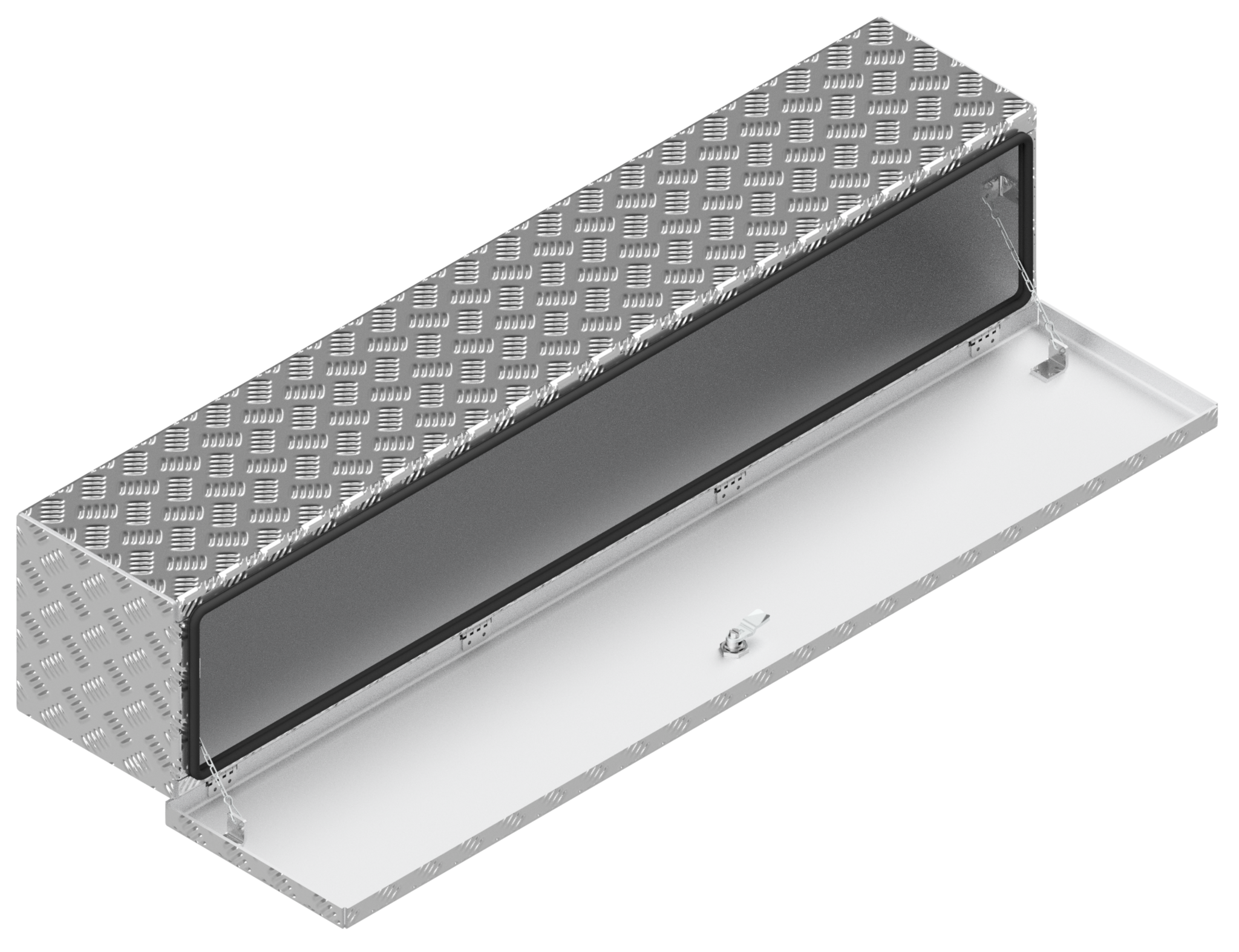 DE HAAN BOX OL - 1264x267x250 mm - waterdichte en stofdichte aluminium traanplaat disselkist - voorzien van vlinderslot of t-sluiting