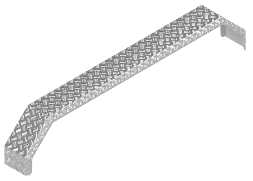 Aluminium traanplaat spatbord voor tridem asser - 2250x240x400 mm