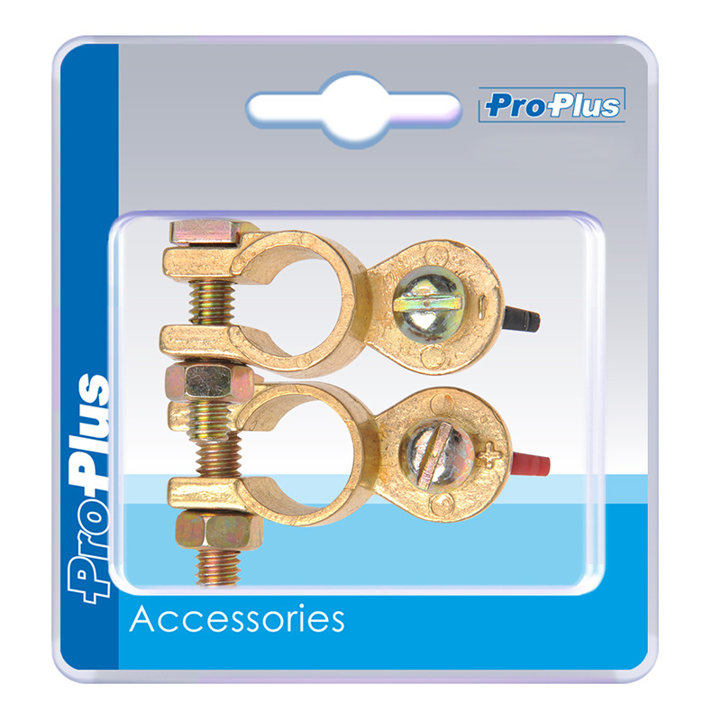 Accupoolklemmen met vleugelmoer - 12 - 24V - (-) is 17,5 mm - (+) is 19 mm