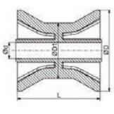 98x70 mm kielrol oranje/geel 14 mm naafdiameter - PU materiaal