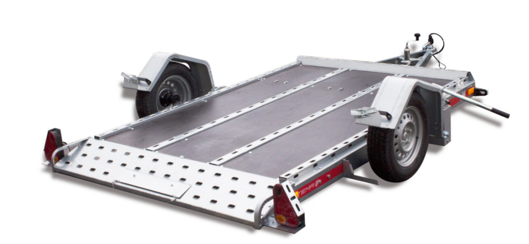 Zakbare motortrailer TEMARED MOTO-QUAD 2616 - 264x161 cm - 750 kg - ongeremd - motor/quad trailer - voorzien van handpomp