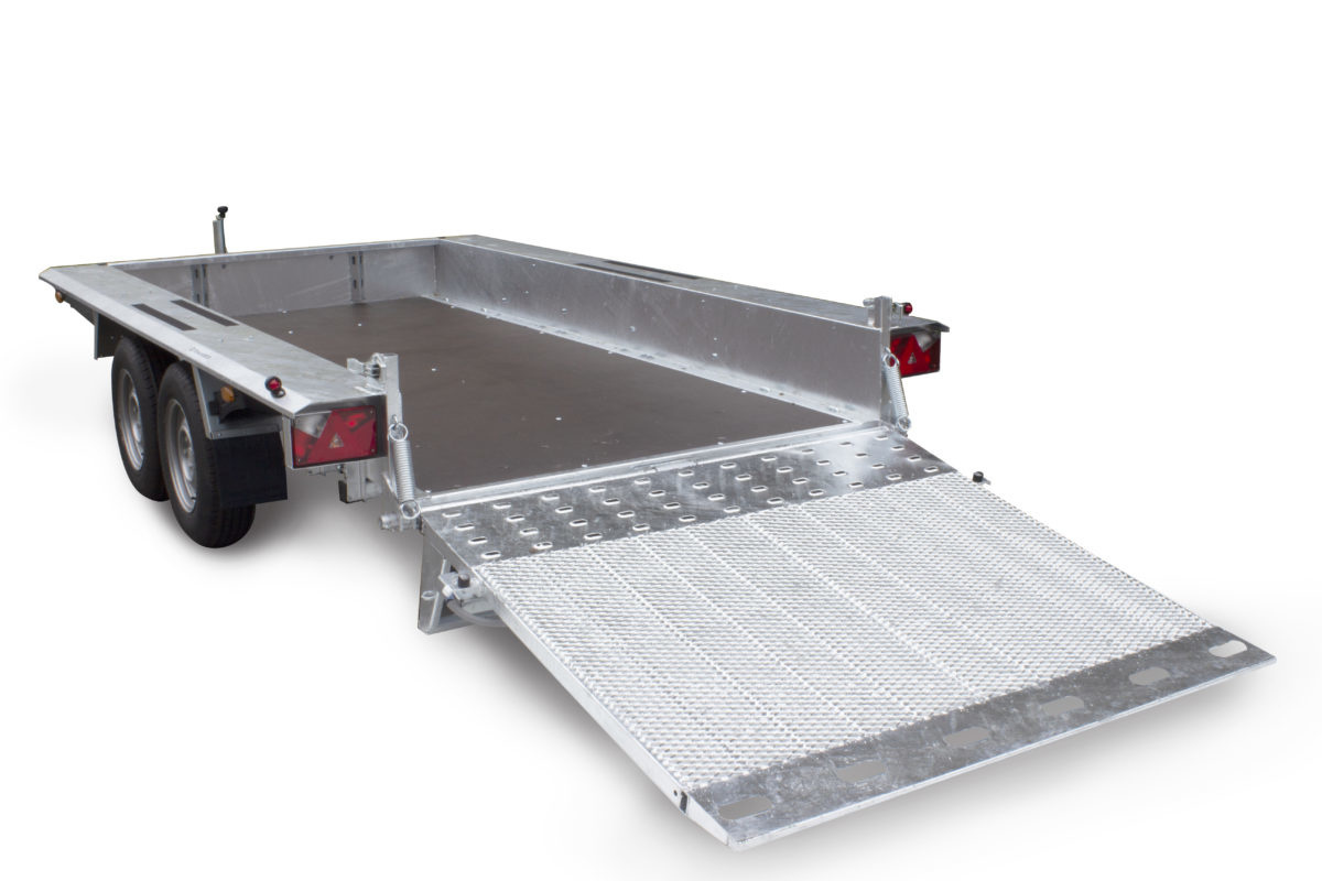 TEMARED machinetransporter 350x160 cm - 3500 kg - geremd - machinetransporter met oprijklep