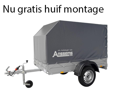 Anssems GT 750 bakwagen - 750 kg bruto laadvermogen - 251x126 cm laadoppervlak - ongeremd - inclusief voorgemonteerde huif