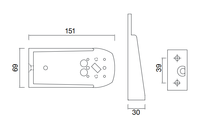 Aspock Flexipoint houder - hard rubber - 150 mm