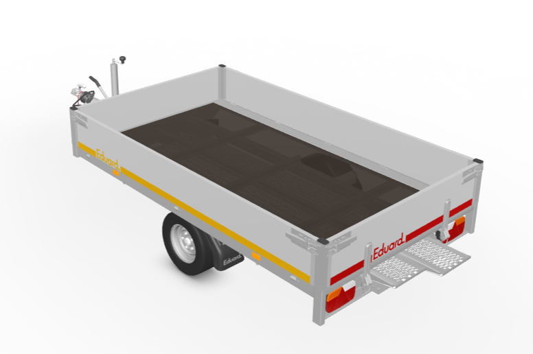 Geremde Eduard Multitransporter - 256x150 cm - 1350 kg bruto laadvermogen - 56 cm laadvloerhoogte - 30 cm borden - inclusief oprijplaten