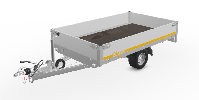 Geremde Eduard Multitransporter - 256x150 cm - 1350 kg bruto laadvermogen - 56 cm laadvloerhoogte - 30 cm borden - inclusief oprijplaten