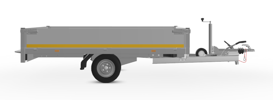 Geremde Eduard Multitransporter - 256x150 cm - 1350 kg bruto laadvermogen - 56 cm laadvloerhoogte - 30 cm borden - inclusief oprijplaten