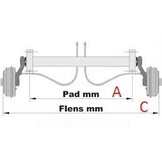 Ongeremde torsie as - padmaat 480 mm - flensmaat 749 mm - 750 kg - 4x100