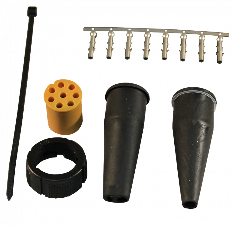 Aspock connector links - 8 pins/aderig - geel