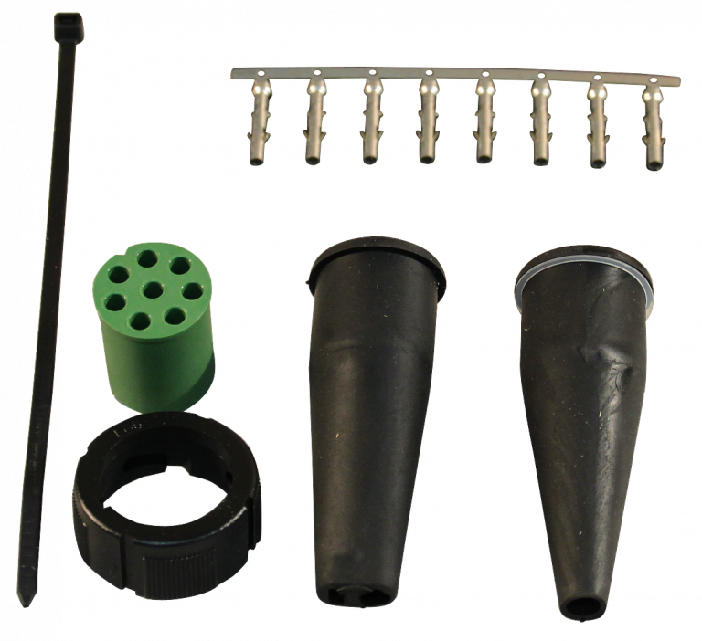 Aspock connector rechts - 8 pins/aderig - groen