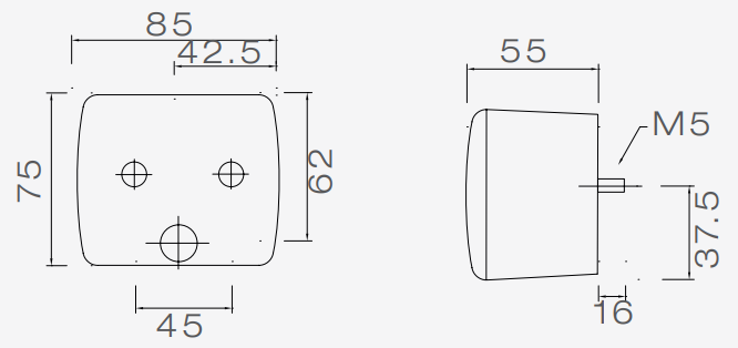 Aspock Fogpoint met stekker - 85x75x55 mm - 2 polige stekker aansluiting