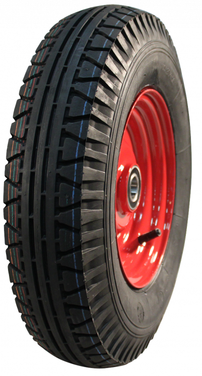 4.00-8 professioneel kruiwagenwiel - luchtband en stalen velg - 575 kg maximale belasting - 88  mm asgat/naafdiameter - inclusief kogellager