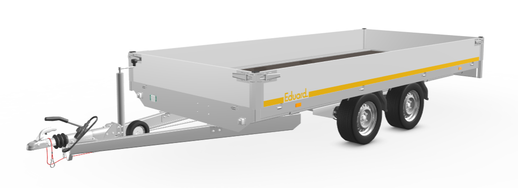 Geremde Eduard plateauwagen - 406x180 cm - 3000 kg bruto laadvermogen - 63 cm laadvloerhoogte - 30 cm borden - inclusief oprijplaten