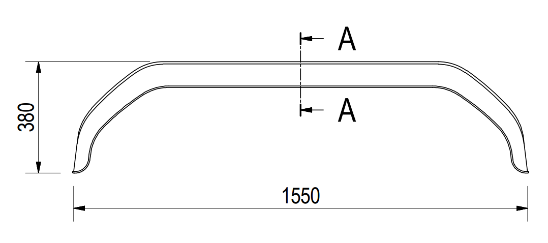 Origineel Saris/Henra spatbord tandem 1550x220x380 mm - omtrek 1985 mm