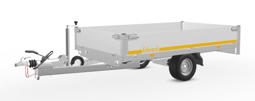Geremde Eduard plateauwagen - 256x150 cm - 1500 kg bruto laadvermogen - 56 cm laadvloerhoogte - 30 cm borden - inclusief oprijplaten