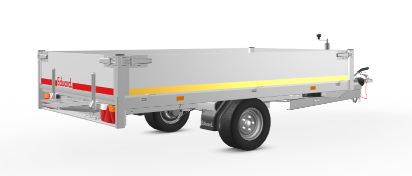 Geremde Eduard plateauwagen - 256x150 cm - 1500 kg bruto laadvermogen - 56 cm laadvloerhoogte - 30 cm borden - inclusief oprijplaten