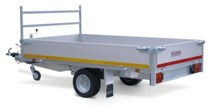 Geremde Eduard plateauwagen - 256x150 cm - 1500 kg bruto laadvermogen - 63 cm laadvloerhoogte - 40 cm borden