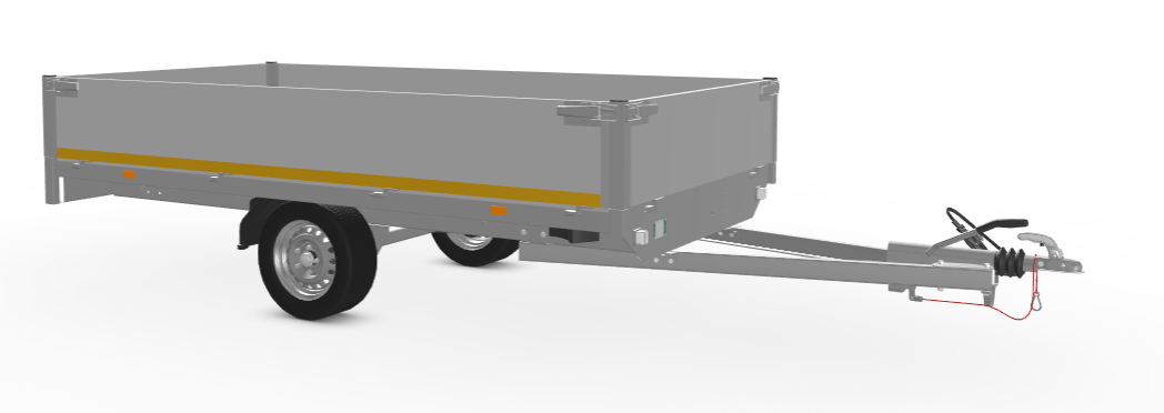 Geremde Eduard plateauwagen - 310x160 cm - 750 kg bruto laadvermogen  - 63 cm laadvloerhoogte  - 40 cm borden