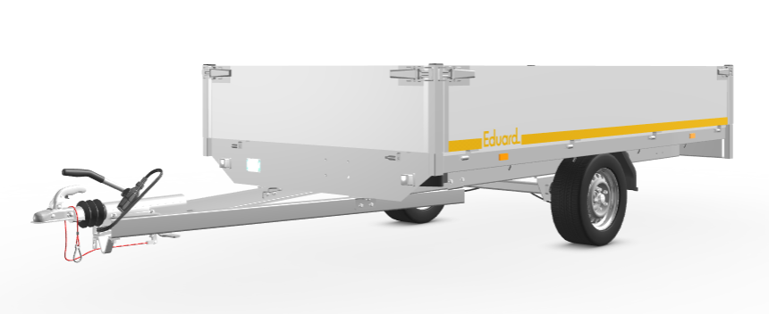 Geremde Eduard plateauwagen - 310x160 cm - 750 kg bruto laadvermogen  - 63 cm laadvloerhoogte  - 40 cm borden