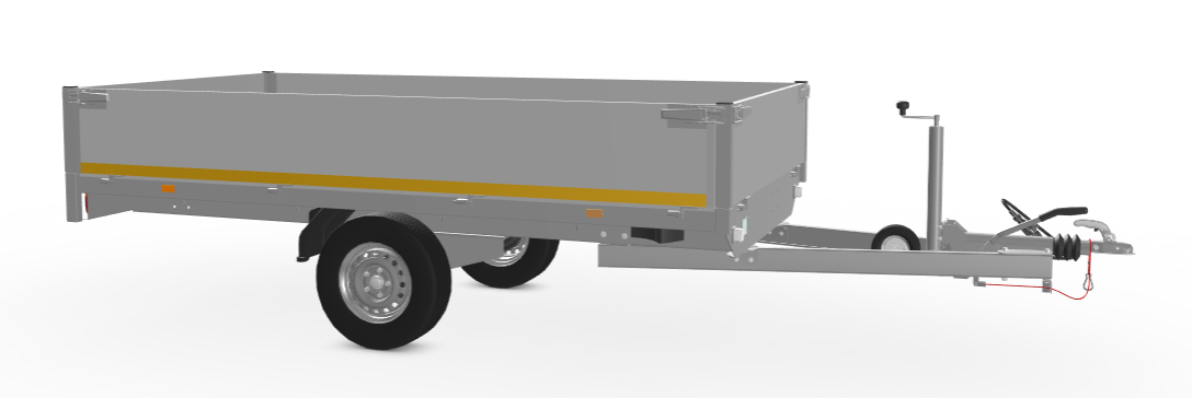 Geremde Eduard plateauwagen - 310x160 cm - 1350 kg bruto laadvermogen - 72 cm laadvloerhoogte - 40 cm borden