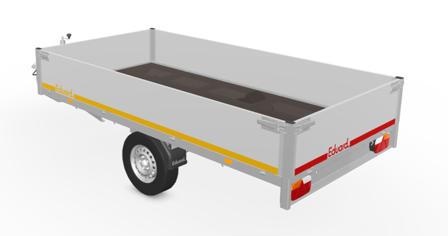 Geremde Eduard plateauwagen - 310x160 cm - 1350 kg bruto laadvermogen - 72 cm laadvloerhoogte - 40 cm borden