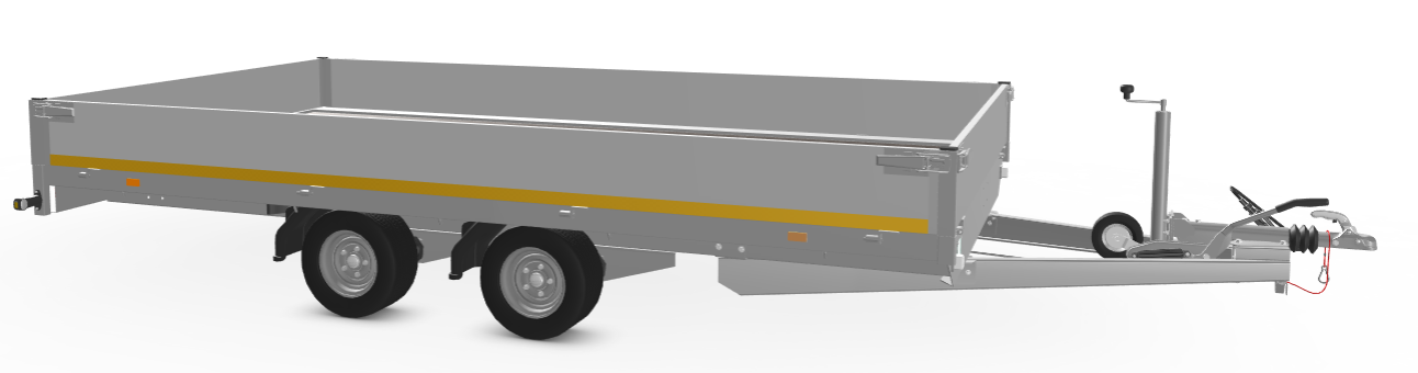 Geremde Eduard plateauwagen 406x220 cm - 3000 kg bruto laadvermogen - 56 cm laadvloerhoogte - 30 cm borden