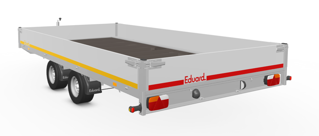 Geremde Eduard plateauwagen 406x220 cm - 3000 kg bruto laadvermogen - 56 cm laadvloerhoogte - 30 cm borden