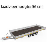 Geremde Eduard multitransporter - 606x220 cm - 3500 kg bruto laadvermogen - 56 cm laadvloerhoogte - 30 cm borden - inclusief oprijplaten en handlier - tridem asser