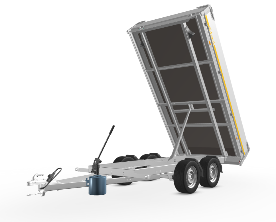 Ongeremde Eduard achterwaartse kipper - 310x160 cm - 750 kg bruto laadvermogen - handpomp - 63 cm laadvloerhoogte