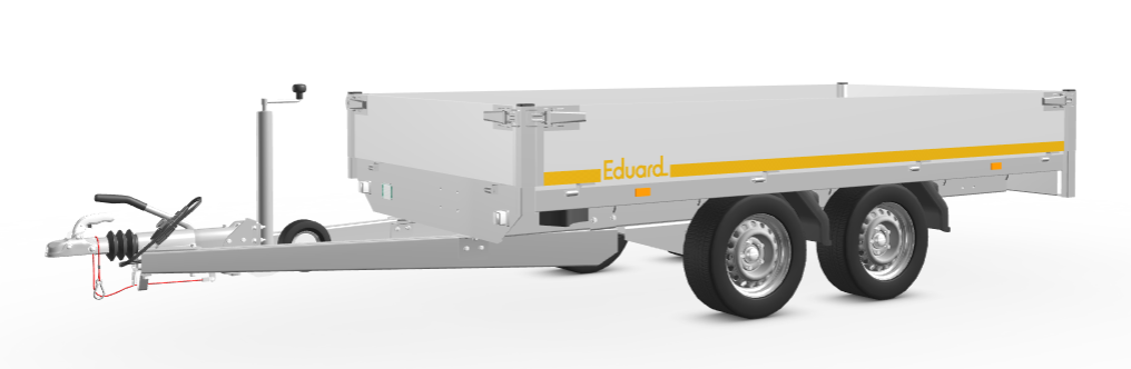 Geremde Eduard plateauwagen - 310x160 cm - 2700 kg bruto laadvermogen - 63 cm laadvloerhoogte - 30 cm borden - inclusief oprijplaten