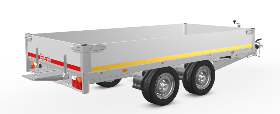 Geremde Eduard plateauwagen - 310x160 cm - 2700 kg bruto laadvermogen - 63 cm laadvloerhoogte - 30 cm borden - inclusief oprijplaten
