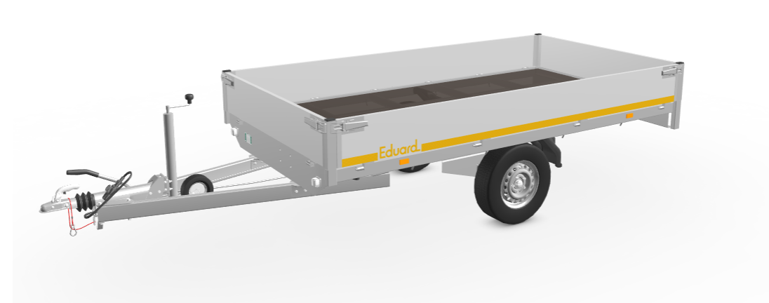 Geremde Eduard multitransporter - 310x160 cm - 1350 kg bruto laadvermogen - 72 cm laadvloerhoogte - 30 cm borden - inclusief oprijplaten