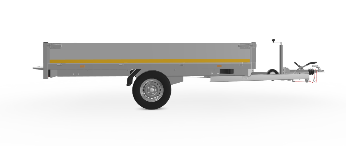 Geremde Eduard multitransporter - 310x160 cm - 1350 kg bruto laadvermogen - 72 cm laadvloerhoogte - 30 cm borden - inclusief oprijplaten