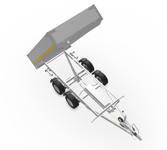 Geremde Eduard achterwaardse kipper met elektrische bediening, noodhandpomp, oprijplaten en 40 cm borden