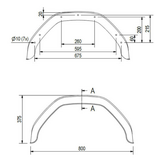 Origineel Saris/Henra kunststof spatbord 800x240x380 mm - omtrek 1235 mm