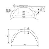 Origineel Hapert spatbord metaal 660x190x340 mm - omtrek 1060 mm