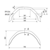 Origineel Hapert spatbord metaal 750x220x350 mm  - omtrek 1150 mm