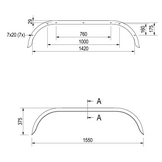 Origineel Hapert tandem spatbord metaal 1550x220x375 mm - omtrek 2040 mm