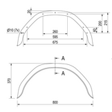 Origineel Anssems spatbord metaal 800x220x370 mm  - omtrek 1200 mm