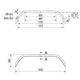 Origineel Anssems tandem spatbord metaal 1400x220x350 mm  - omtrek 1800 mm