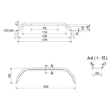 Origineel Anssems bakwagen tandem spatbord metaal 1520x230x400 mm  - omtrek 1980 mm